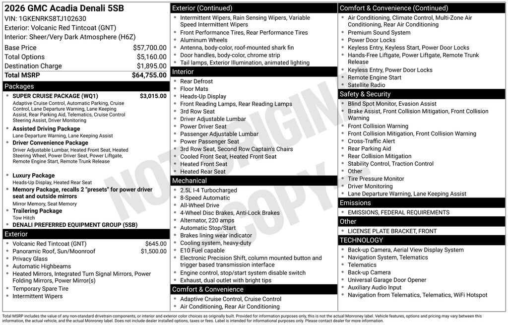 New 2026 GMC Acadia Denali SUV