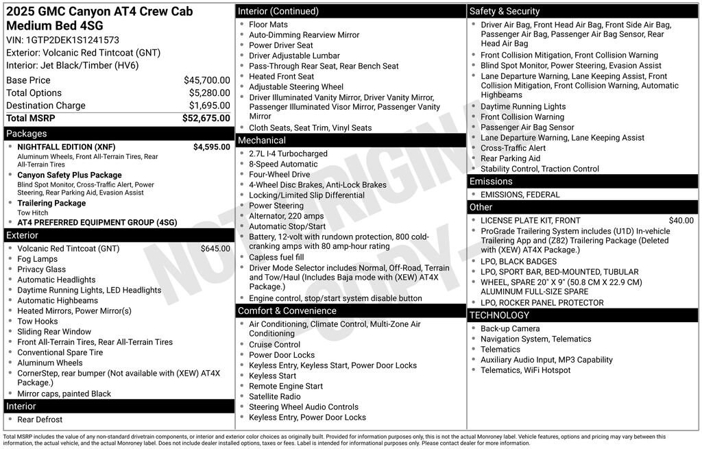 New 2025 GMC Canyon AT4 Truck