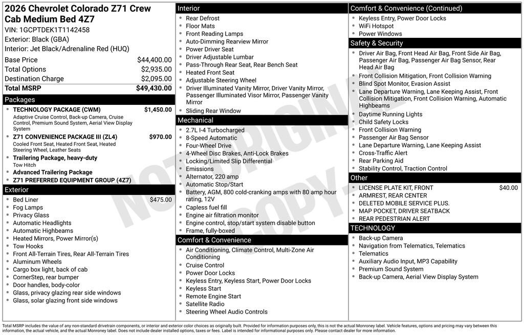 New 2026 Chevrolet Colorado Z71 Truck