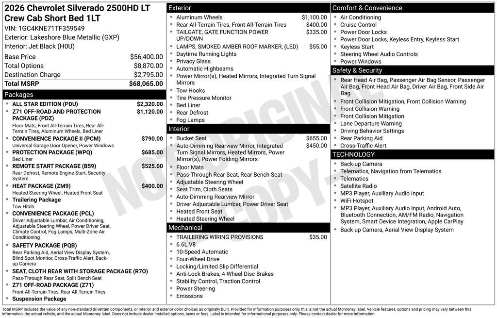New 2026 Chevrolet Silverado 2500 HD LT Truck