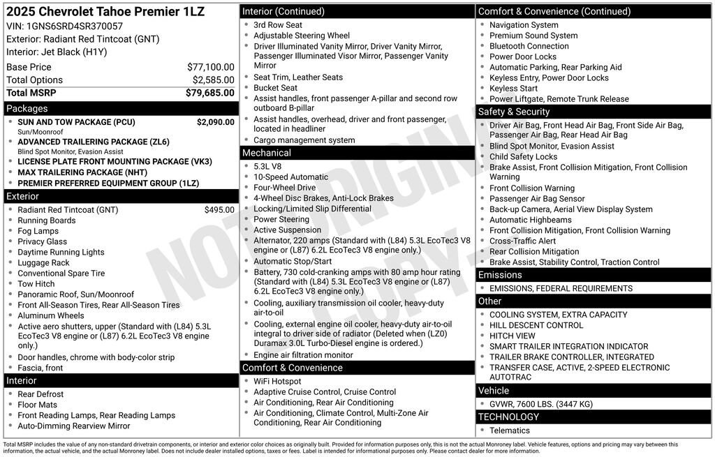 New 2025 Chevrolet Tahoe Premier SUV