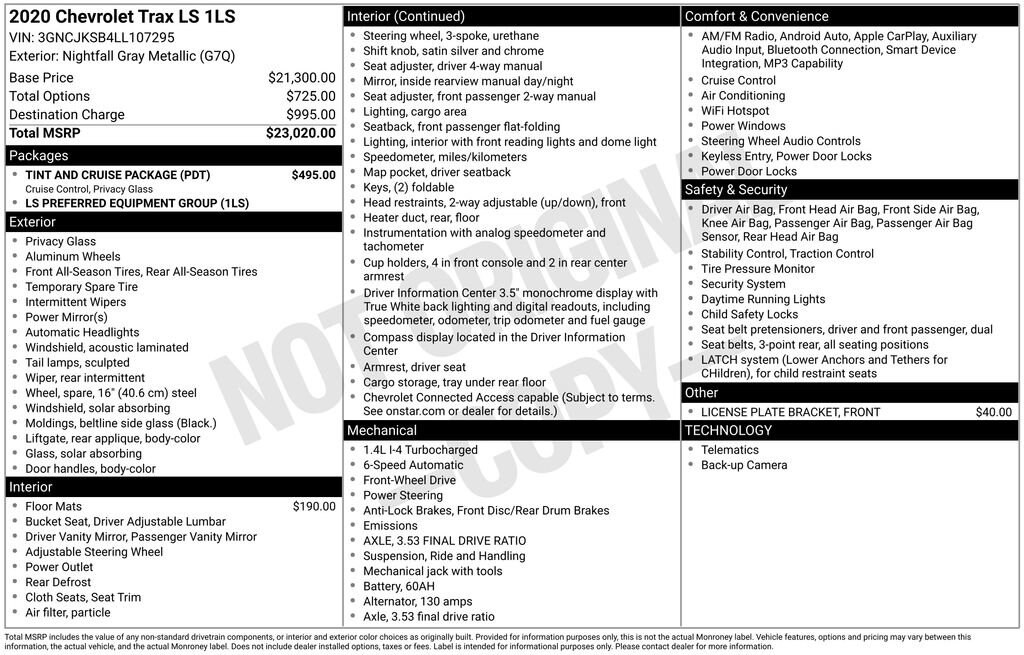 Used 2020 Chevrolet Trax LS SUV