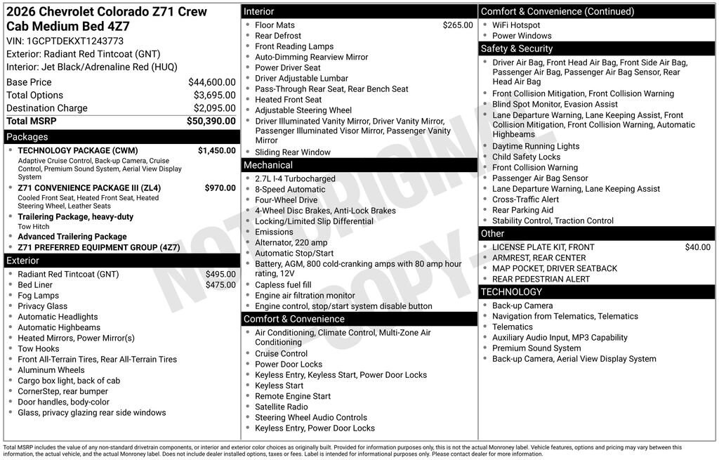 New 2026 Chevrolet Colorado Z71 Truck