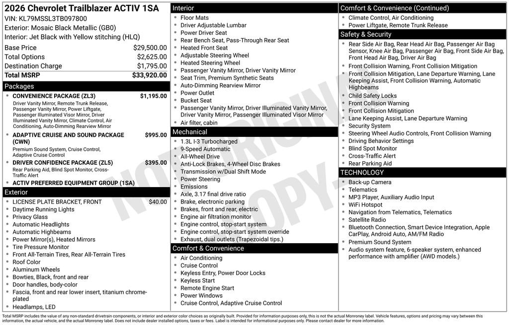 New 2026 Chevrolet Trailblazer Activ SUV
