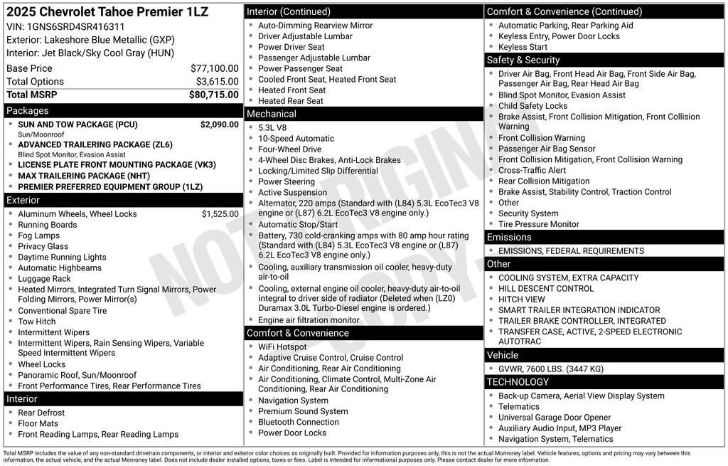 New 2025 Chevrolet Tahoe Premier SUV