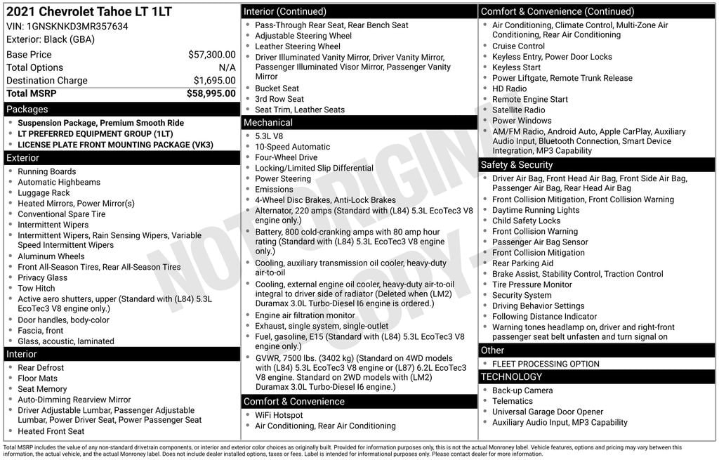 Used 2021 Chevrolet Tahoe LT SUV