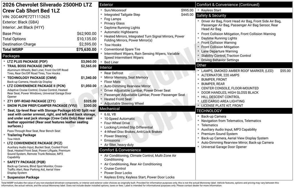 New 2026 Chevrolet Silverado 2500 HD LTZ Truck