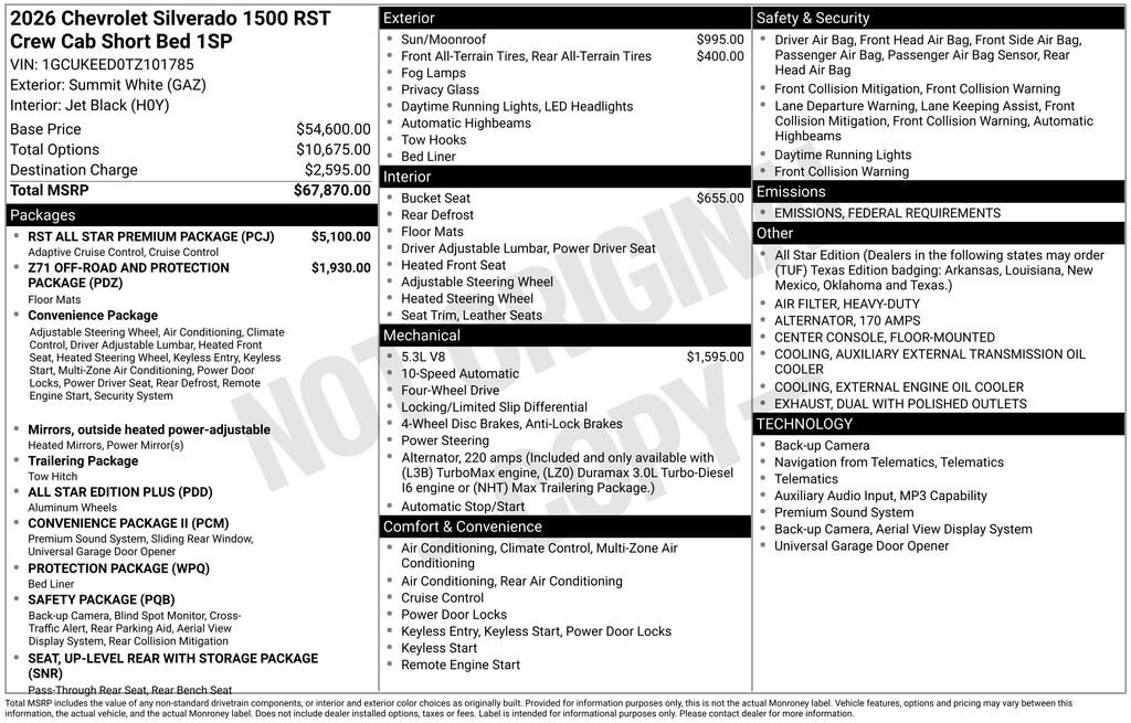 New 2026 Chevrolet Silverado 1500 RST Truck