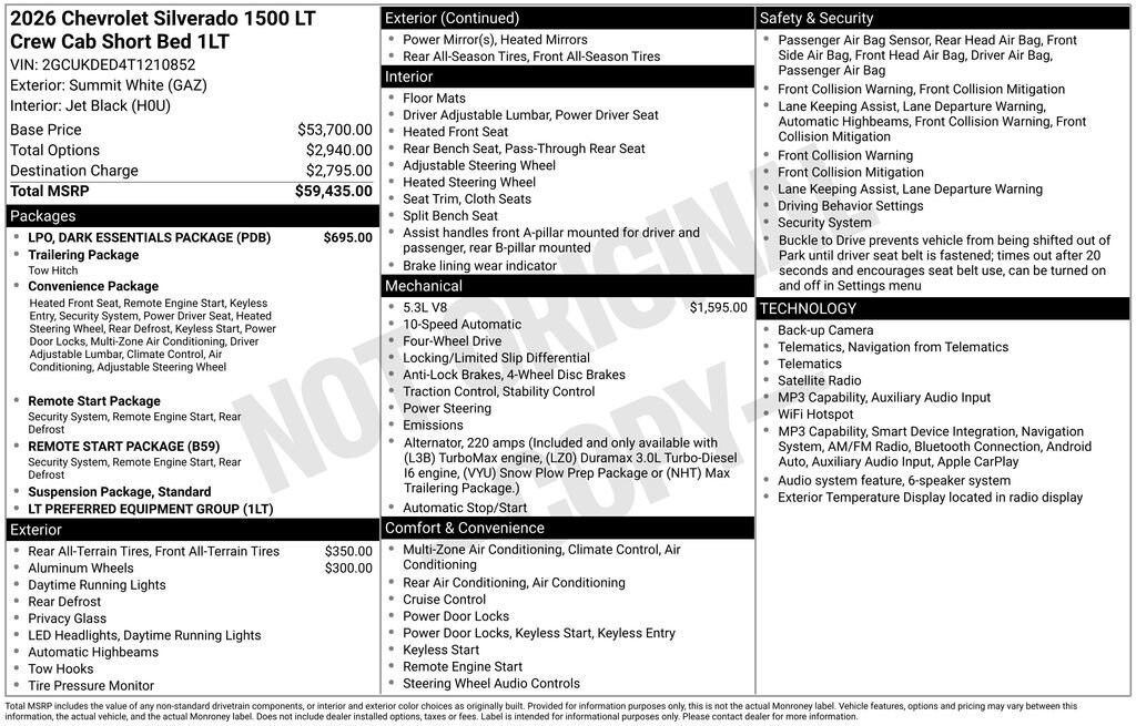 New 2026 Chevrolet Silverado 1500 LT Truck