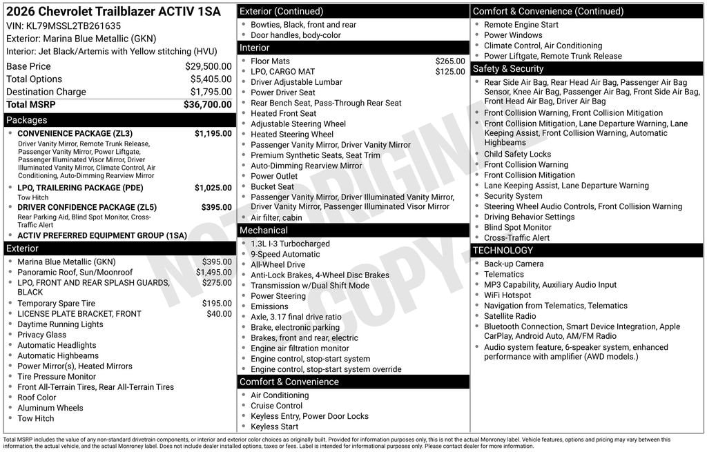 New 2026 Chevrolet Trailblazer Activ SUV