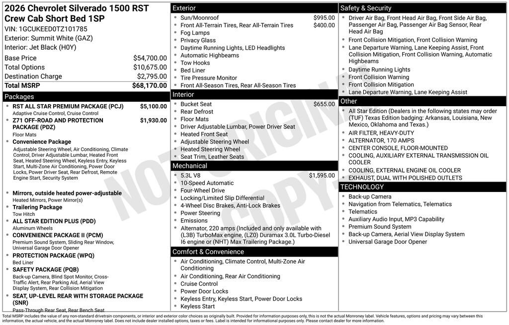 New 2026 Chevrolet Silverado 1500 RST Truck