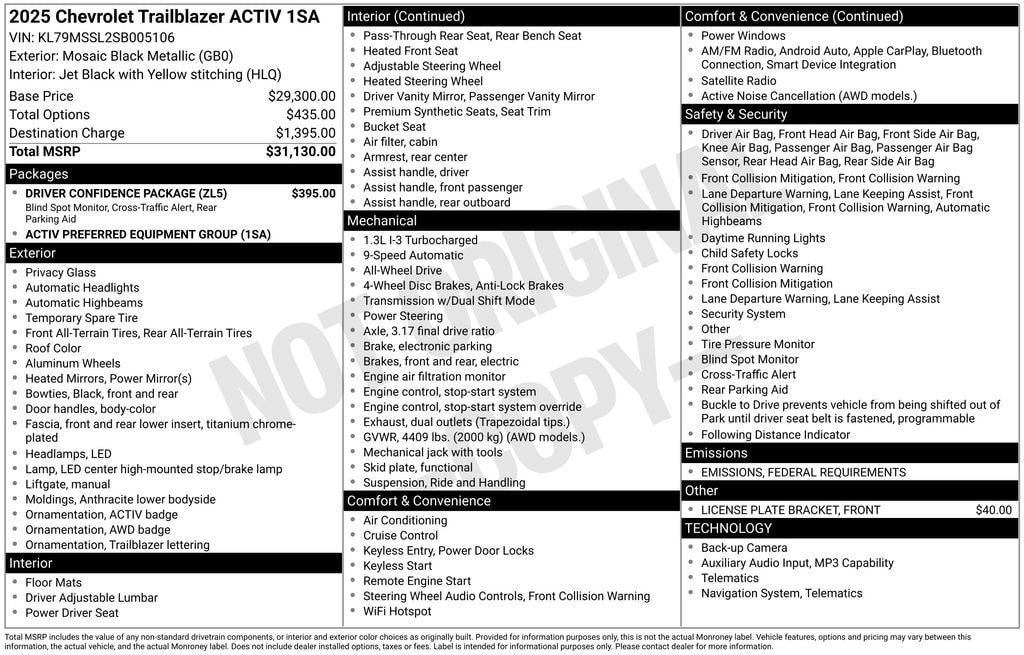 New 2025 Chevrolet Trailblazer Activ SUV