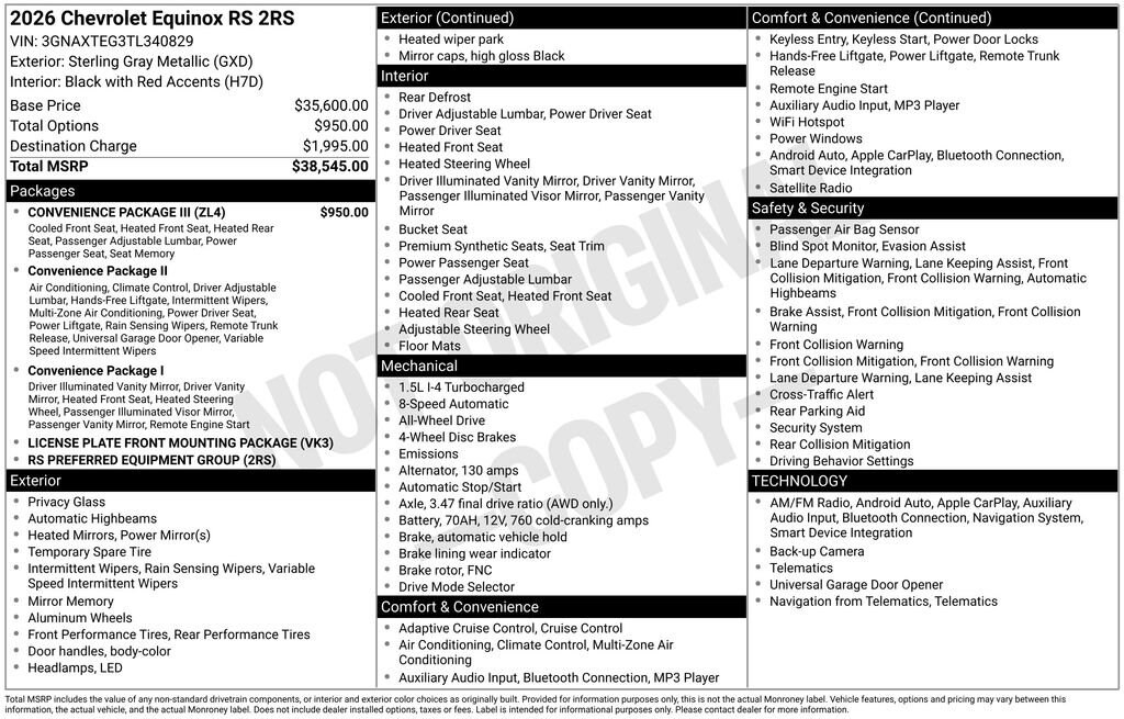 New 2026 Chevrolet Equinox RS SUV