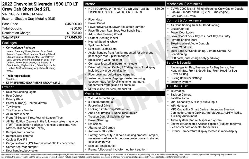 Used 2022 Chevrolet Silverado 1500 LTD LT (2FL) Truck