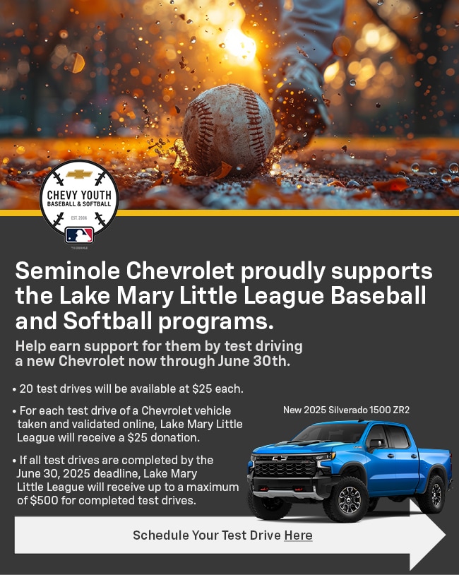 support Lake Mary Youth Baseball and Softball with a test drive