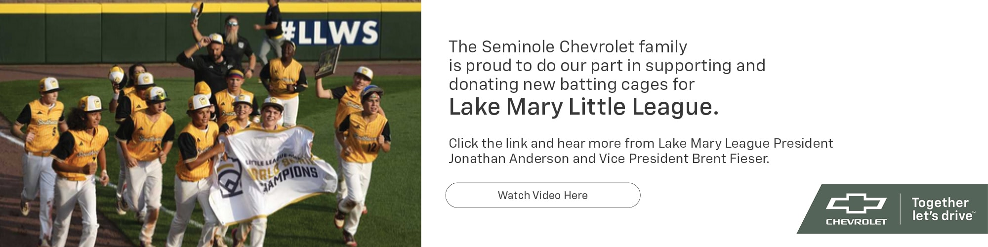 Seminole Chevrolet is proud to support Lake Mary Little League
