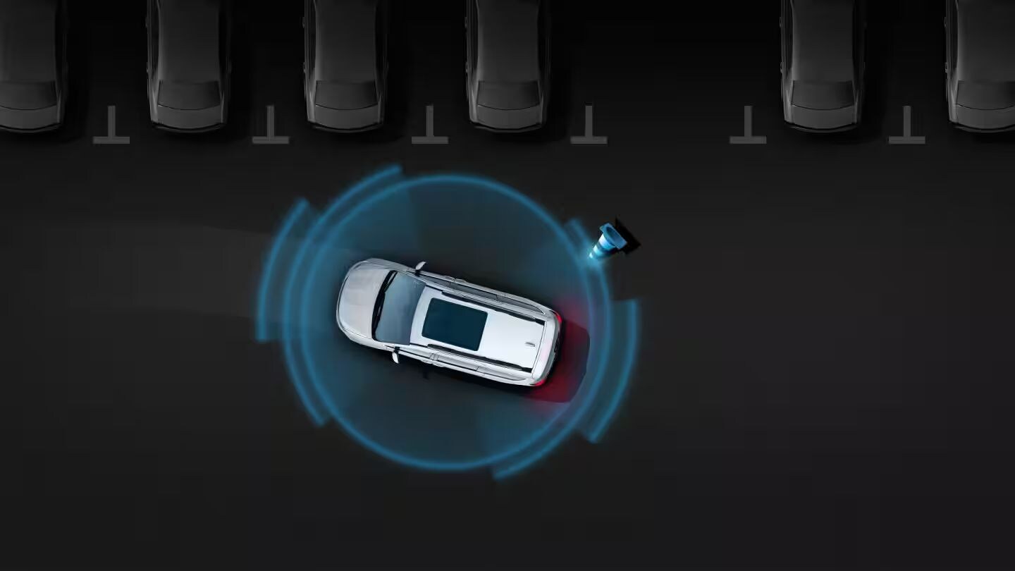 Illustration of the 360° Surround View Camera technology system on the Chrysler Pacifica
