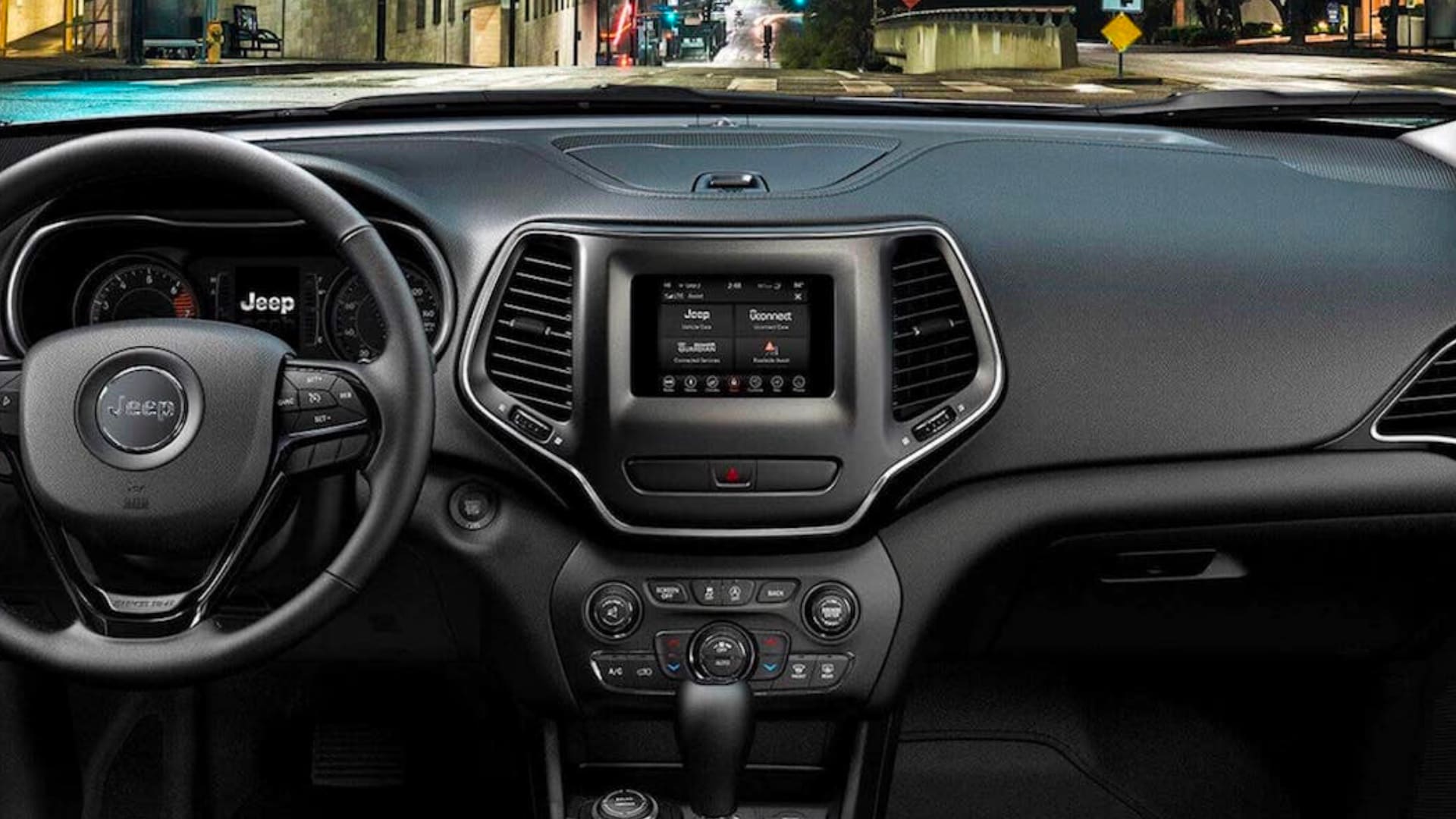 Jeep Dashboard and Uconnect screen