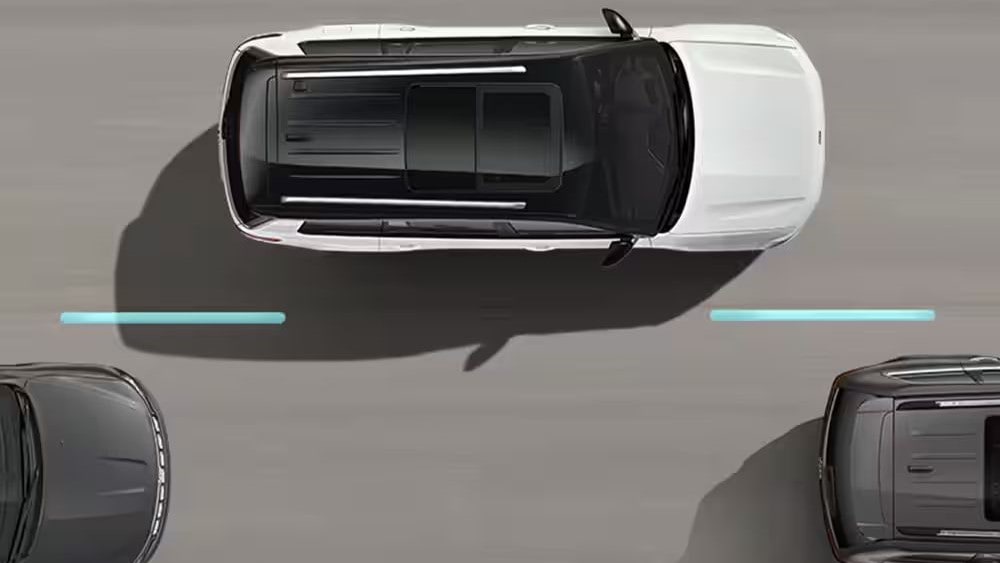 Illustration of Jeep's Active Lane Management system.