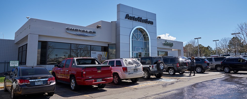 Exterior view of AutoNation Chrysler Jeep West serving Golden