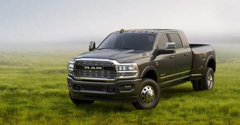 Ram 3500 parked in grass