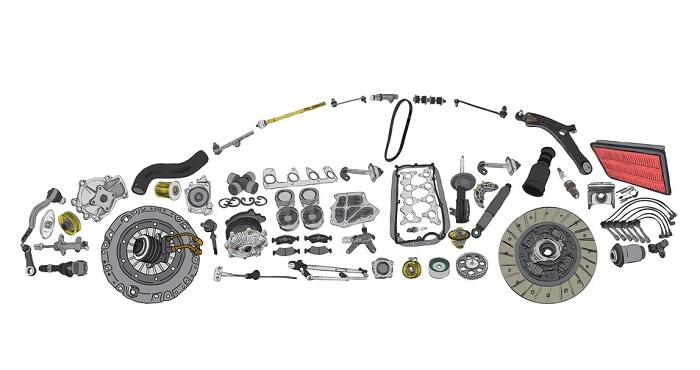 Stylized car made up of Acura parts