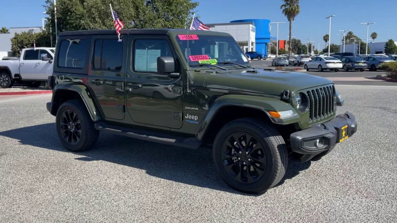 Used 2021 Jeep Wrangler Unlimited Sahara 4XE with VIN 1C4JJXP68MW783091 for sale in Salinas, CA