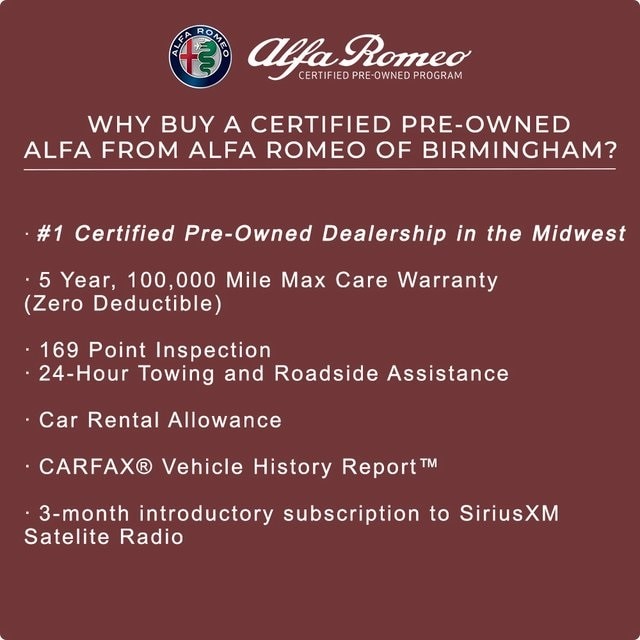 Certified 2023 Alfa Romeo Stelvio Lusso with VIN ZASPAKBN0P7D65724 for sale in Birmingham, MI