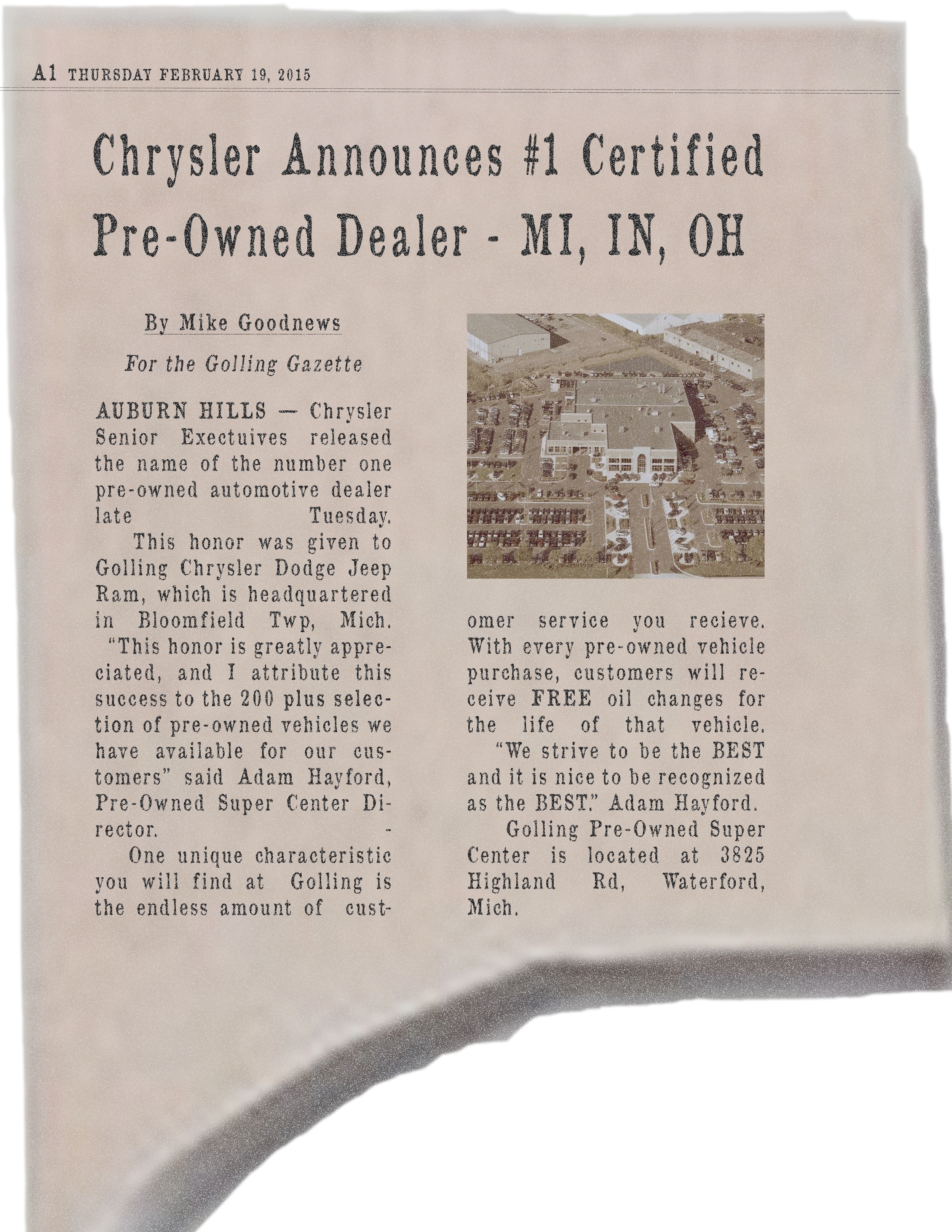 Certified Pre-Owned Chrysler Dodge Jeep Ram dealer in Bloomfield & Birmingham Michigan