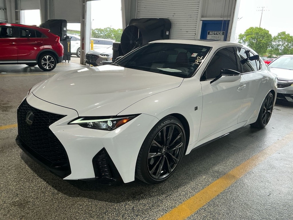 Used 2025 Lexus IS 350 F SPORT Design/Rioja Red NuLuxe® and Black Metallic trim/Power tilt-and-slide moonroof Sedan