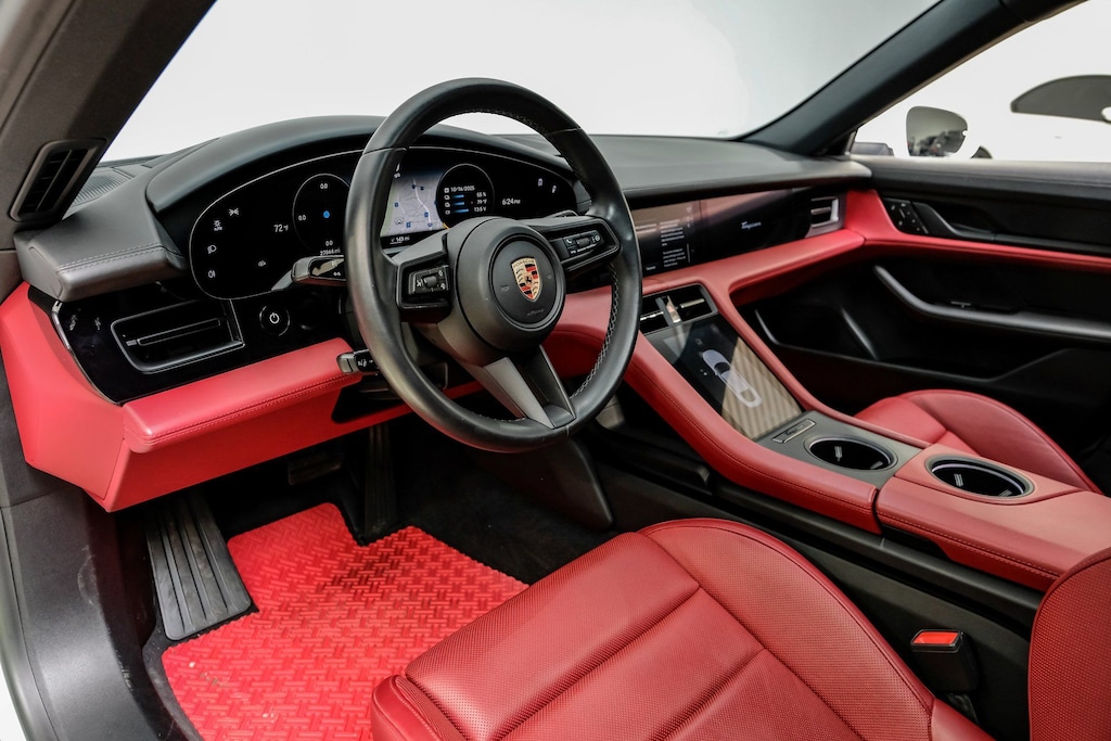 Used 2023 Porsche Taycan Premium Package/Leather Interior in Black/Bordeaux RedTech Package/All-Season Tires for 19" Wheels Sedan