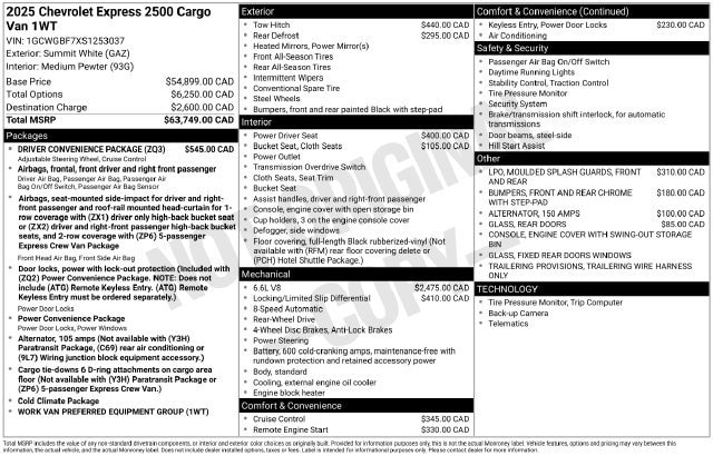 2025 Chevrolet Express Cargo 1WT - Photo 28