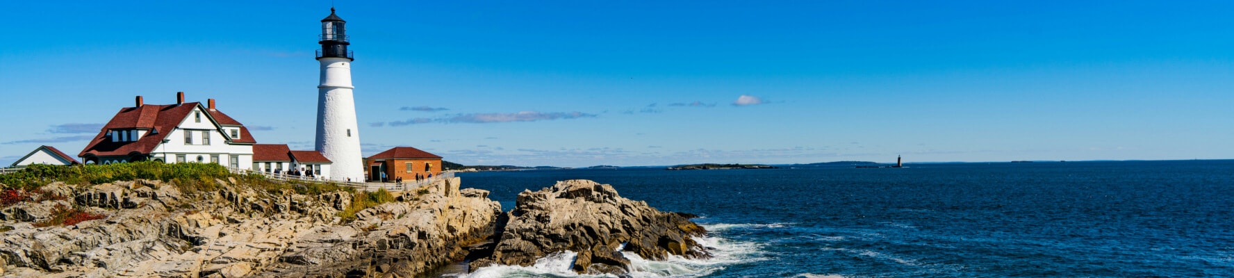 A panoramic view of the Portland Head Light in Maine.