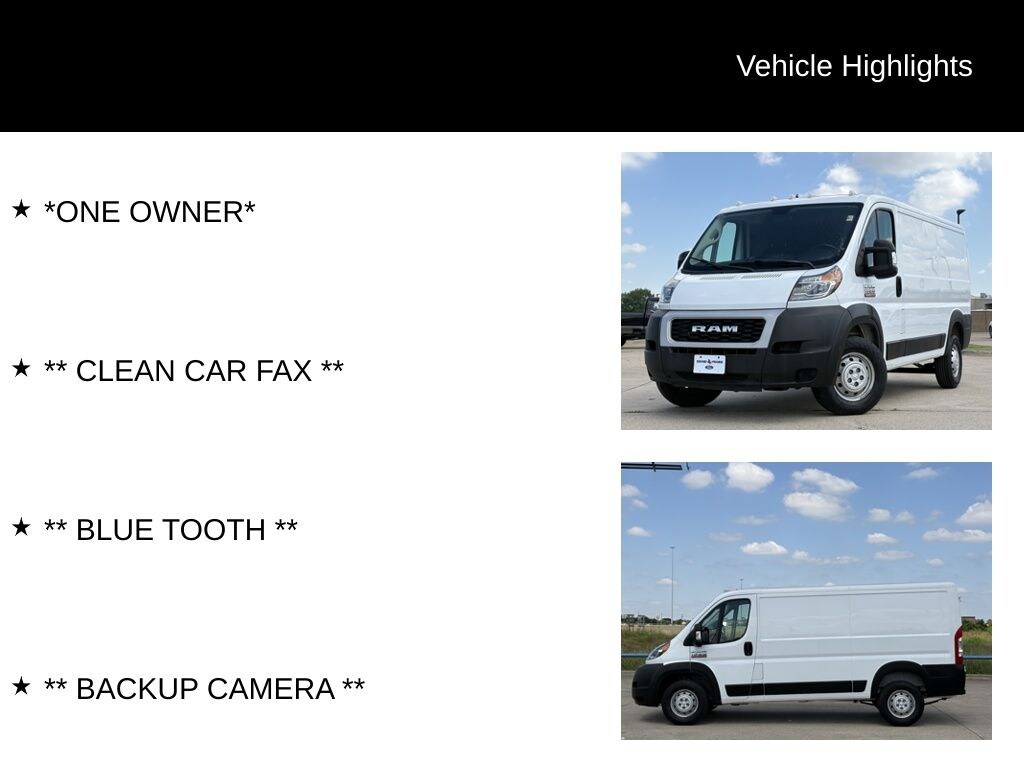 Used 2021 Ram ProMaster 1500 Low Roof Van Cargo Van