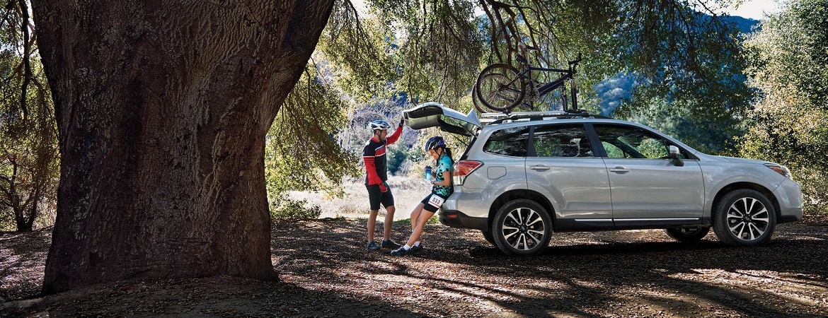 2018 Subaru Forester parked next to a tree
