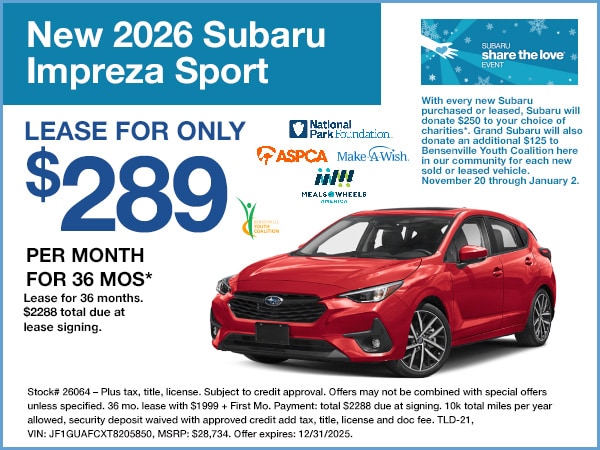 2026 Subaru Impreza Special Offer | Grand Subaru