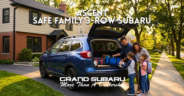 A family of four packing sports gear into the trunk of a blue SUV in their suburban driveway. (Representative image for illustration purposes only. Actual vehicle may vary based on trim and configuration.)