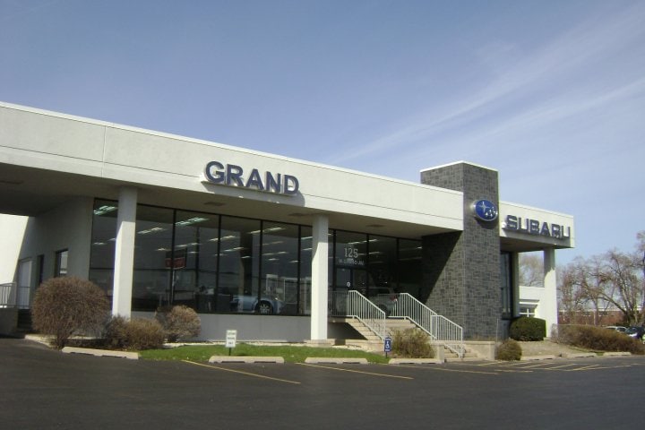 Outside Grand Subaru Dealership in Bensenville, IL