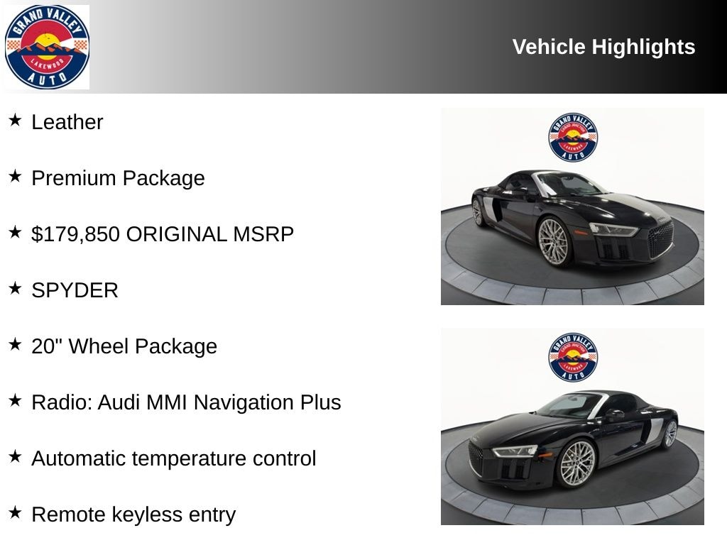 Used 2018 Audi R8 Convertible