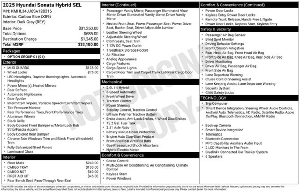 Used 2025 Hyundai Sonata Hybrid SEL Sedan