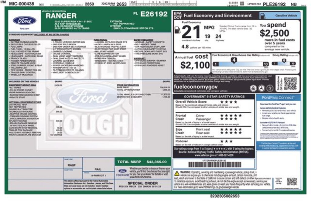Used 2023 Ford Ranger XLT Truck SuperCrew