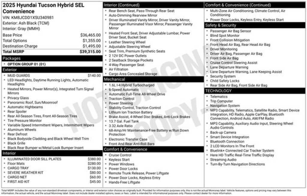 Certified 2025 Hyundai Tucson Hybrid SEL Convenience SUV