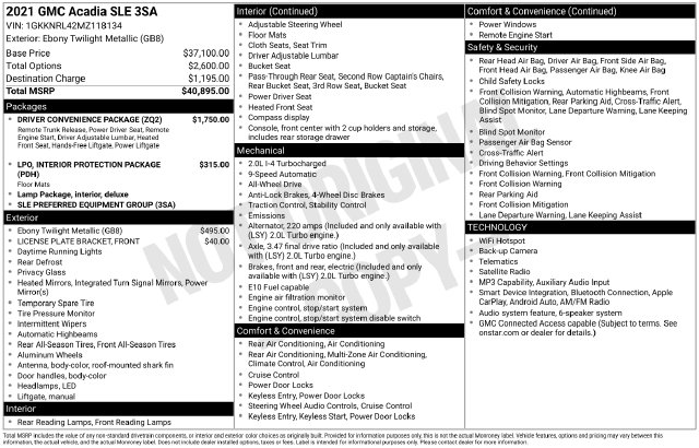 Used 2021 GMC Acadia SLE SUV