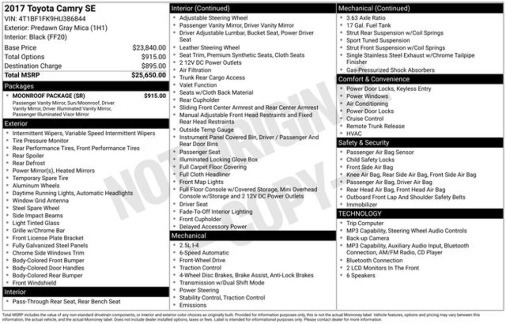Used 2017 Toyota Camry Sedan