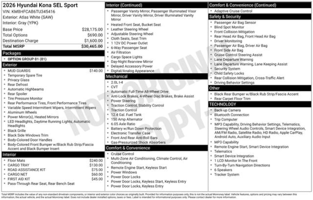 Used 2026 Hyundai Kona SEL Sport SUV