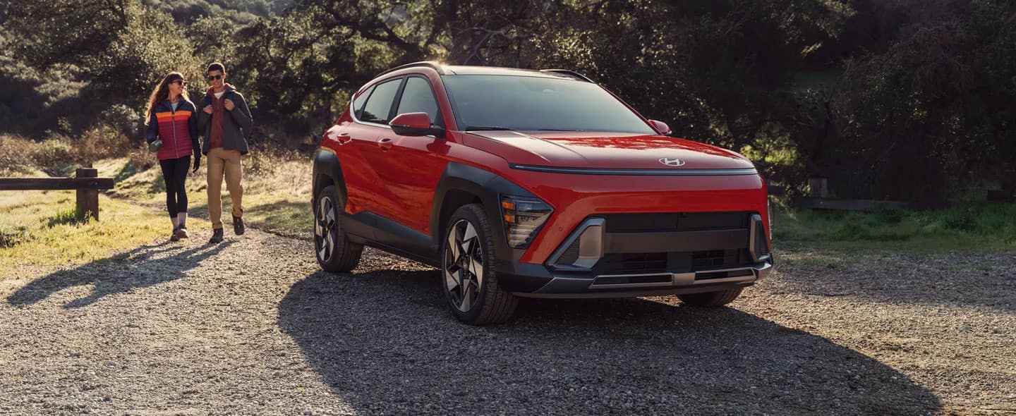 2024 Hyundai Kona parked at a trail head