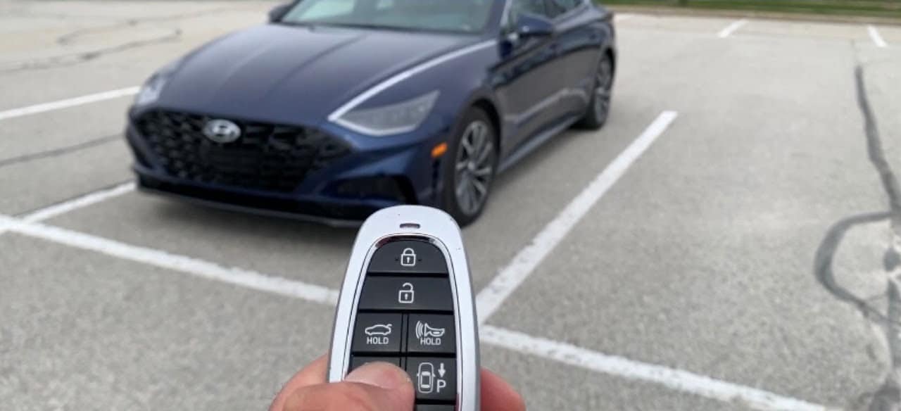 Hyundai Remote Smart Parking Assist being used