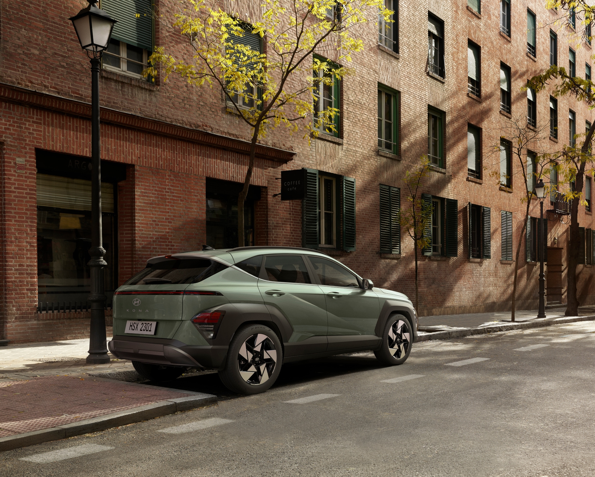 The 2025 Hyundai Kona parked on a city street