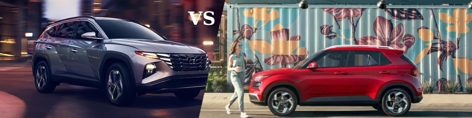 2024 Hyundai Tucson next to the Hyundai Venue