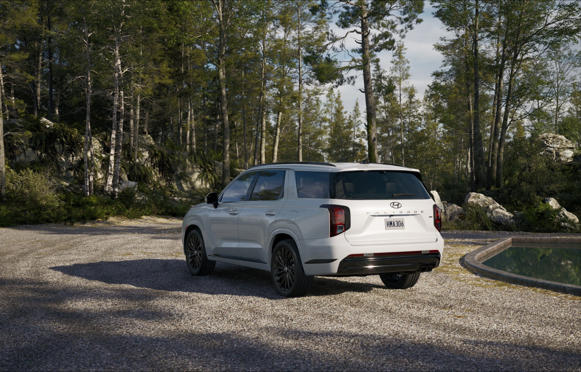 A white 2024 Hyundai Palisade with Calligraphy Trim